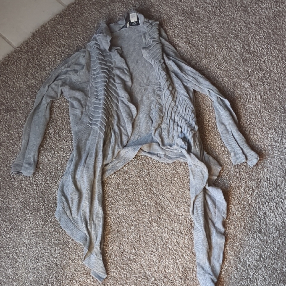 LOFT Light Gray Draped Cardigan